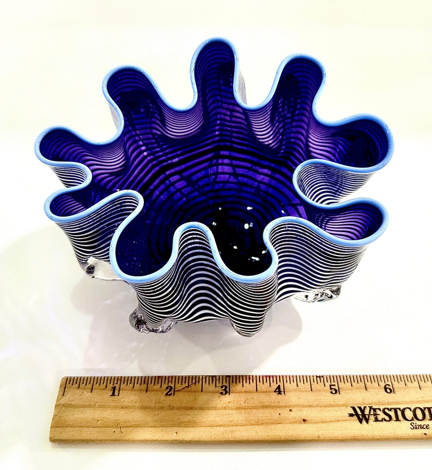 Striped Purple Clamshell Accent Art Bowl