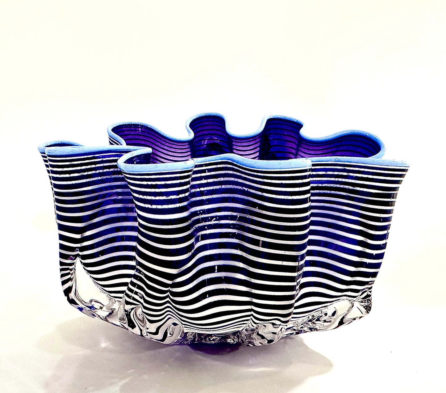 Striped Purple Clamshell Accent Art Bowl