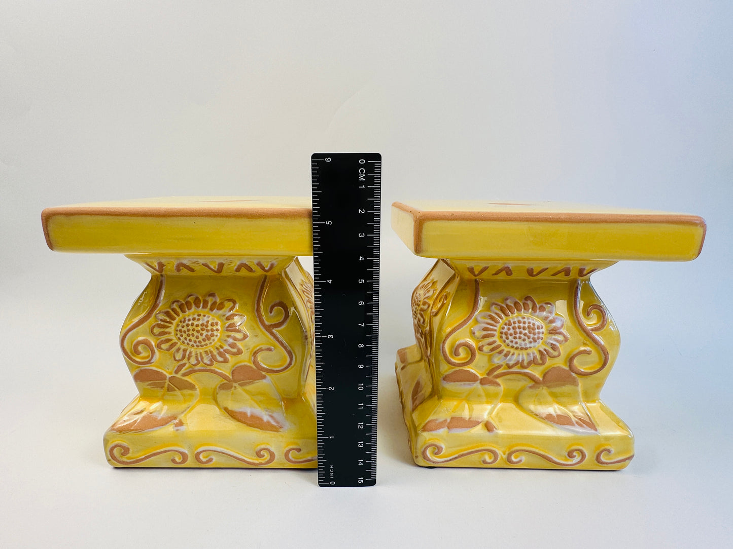 Yellow Candle Pedestal Pair