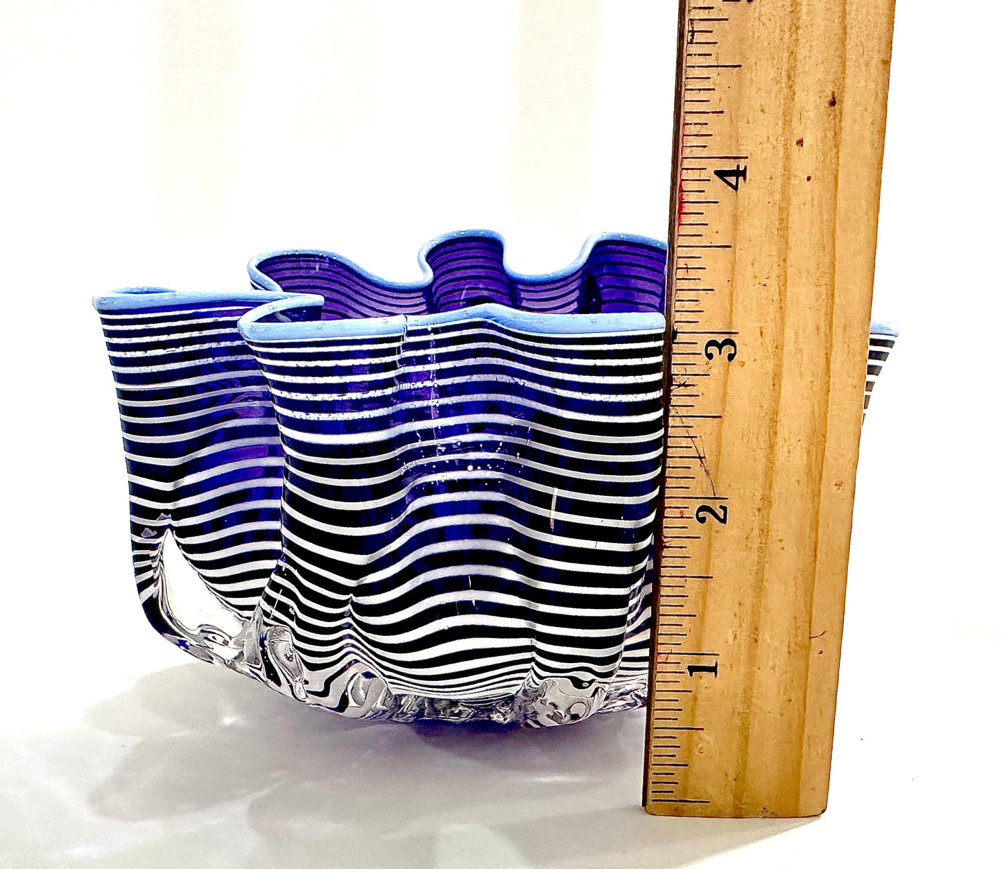 Striped Purple Clamshell Accent Art Bowl