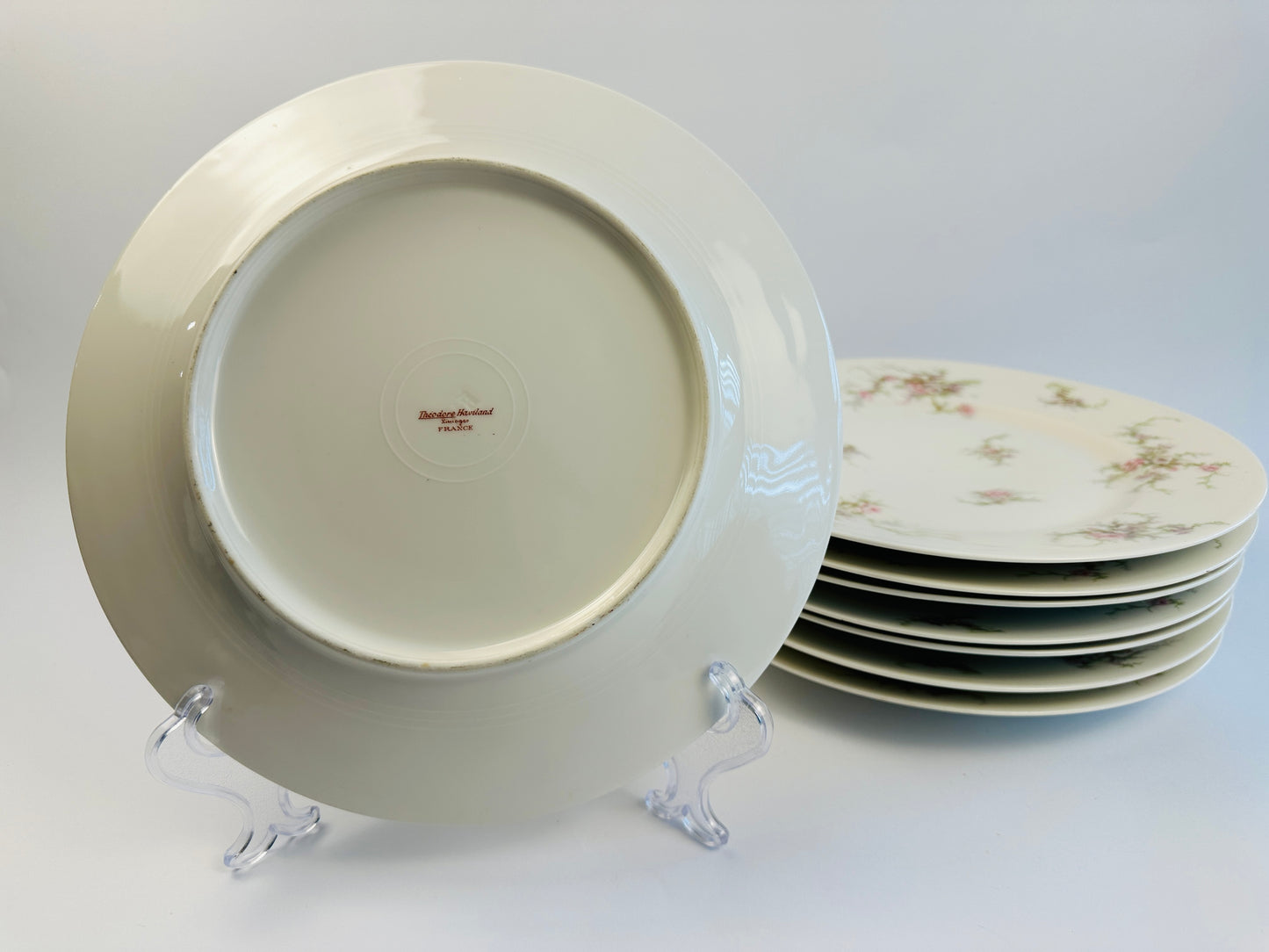 Haviland Pink Rose Dinner Plates Set of Eight