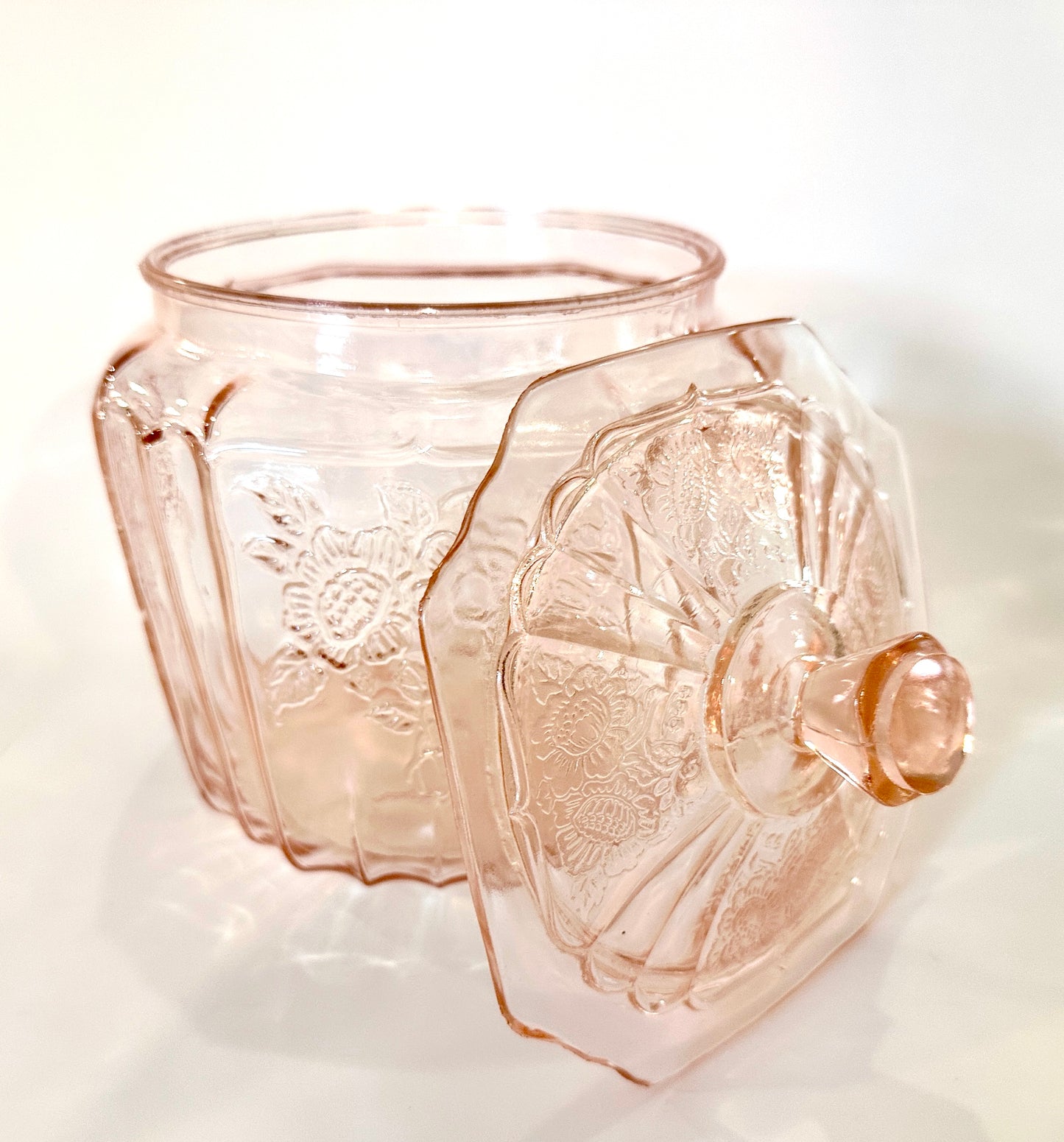 Anchor Hocking Mayfair Open Rose Cookie/Biscuit Lidded Jar