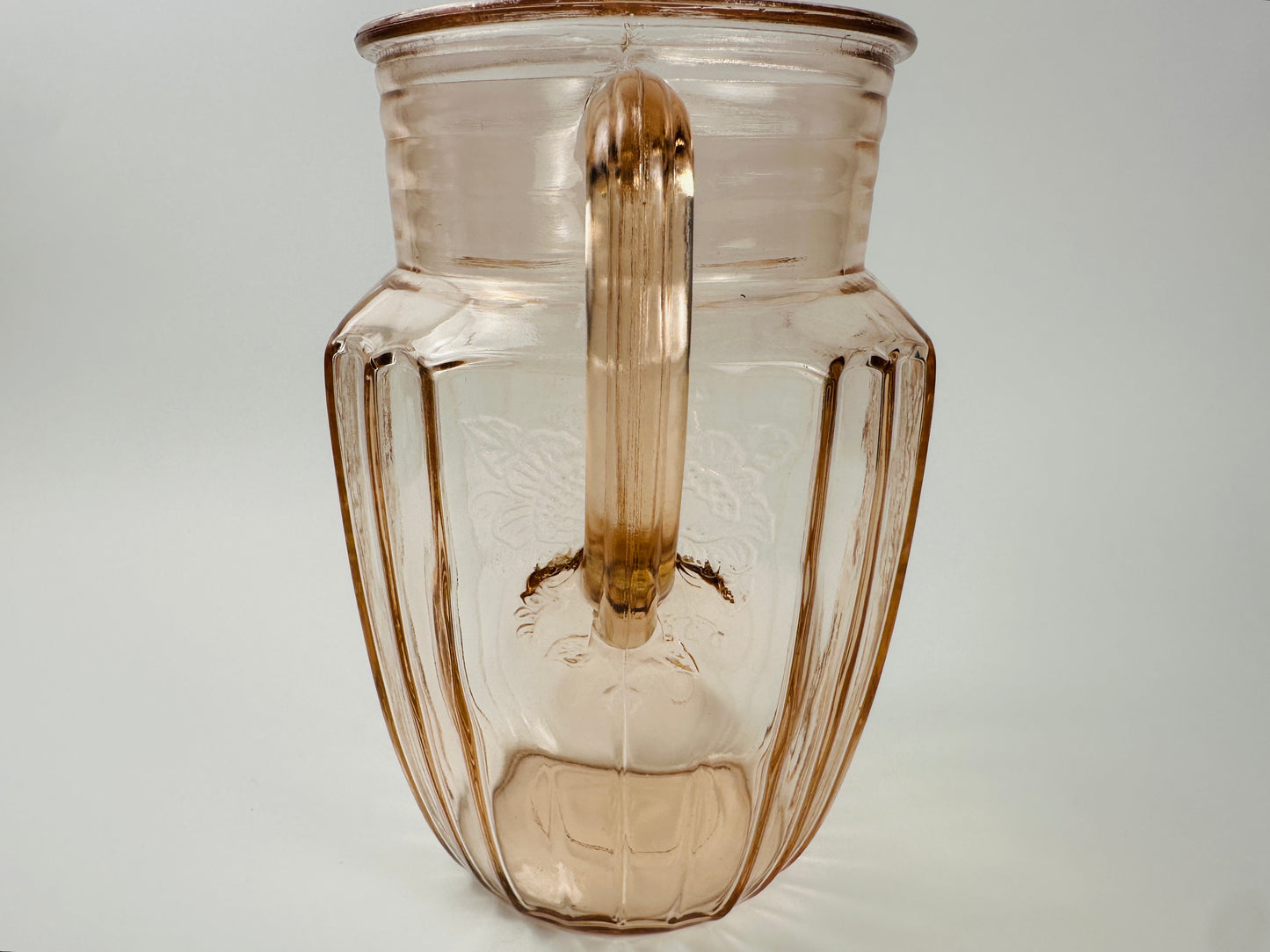 Anchor Hocking Pink Floral Mayfair Pressed Glass Pitcher