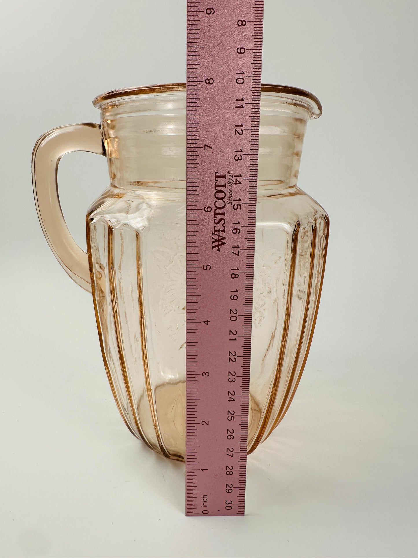 Anchor Hocking Pink Floral Mayfair Pressed Glass Pitcher