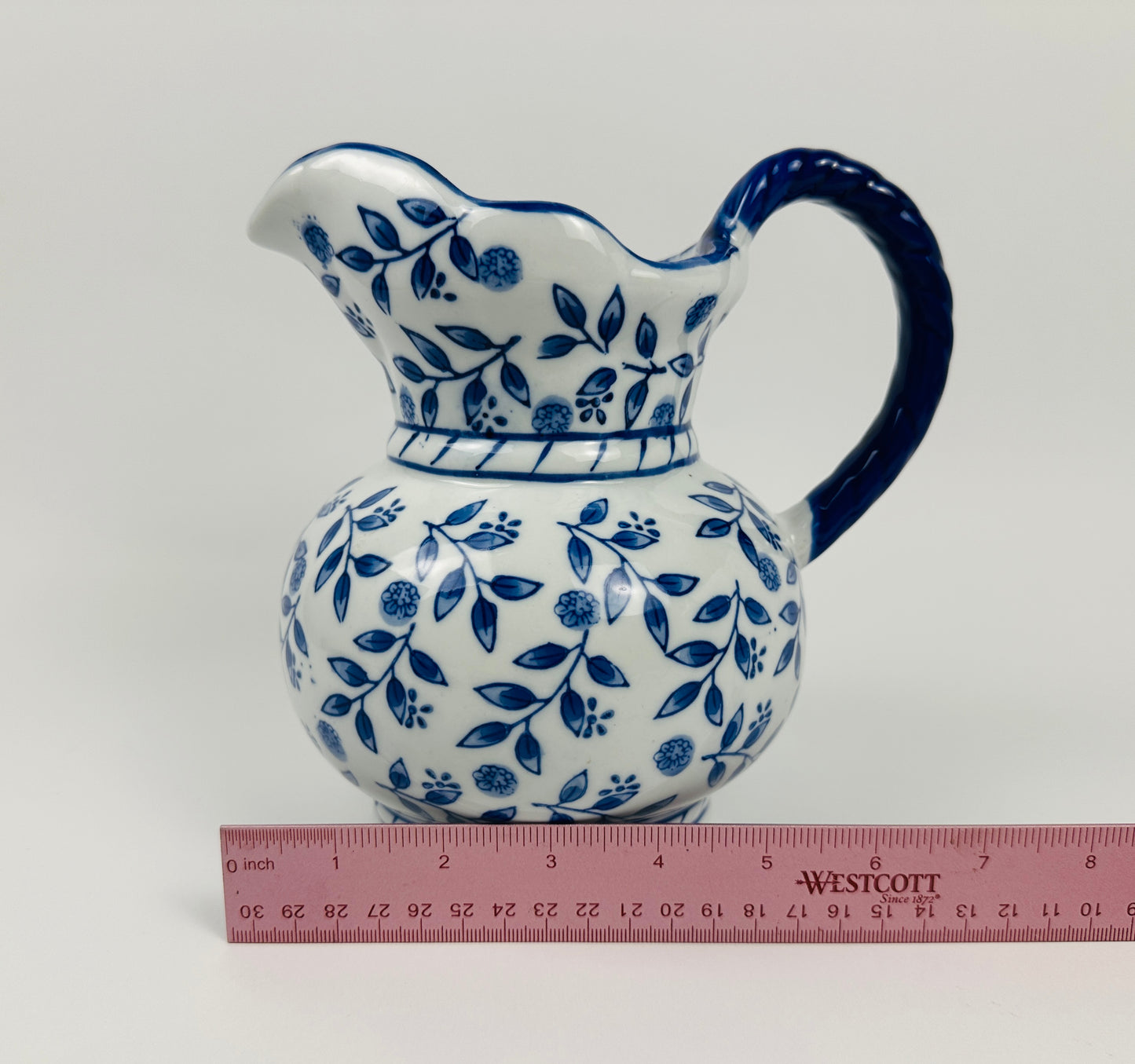 Blue & White Vine Pattern Pitcher