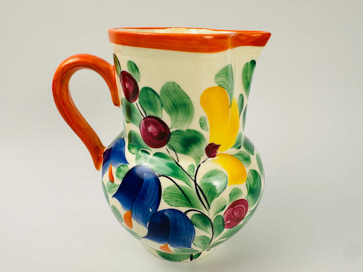 Czech Floral Handpainted Pitcher