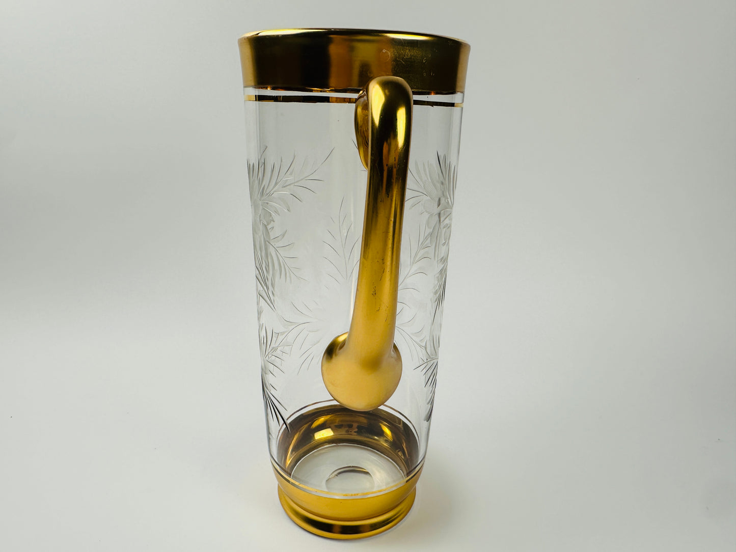 Vintage Etched Glass Cocktail Pitcher
