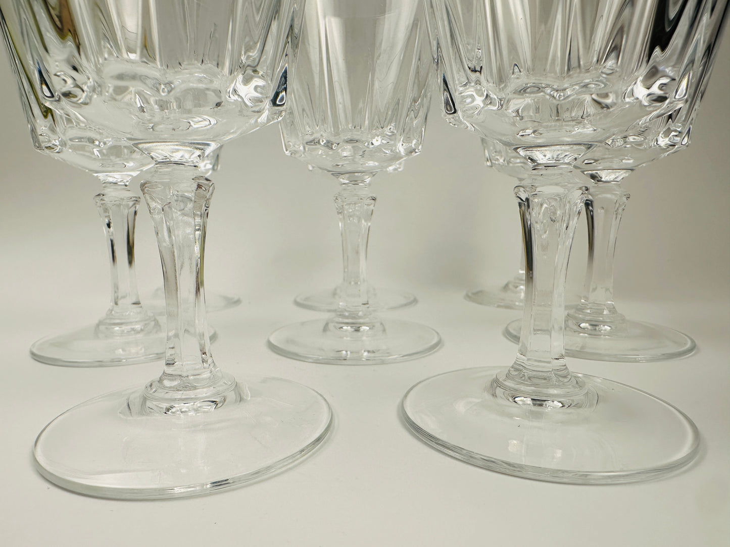 Flared Fluted Stem Wine Glasses Set of Eight