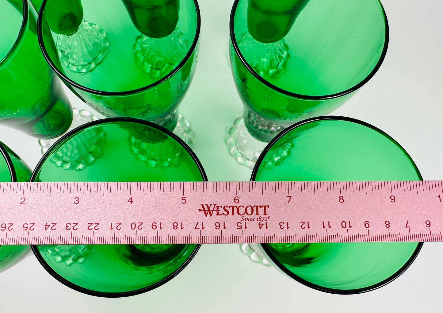 Green Clear Foot Milkshake or Water Glasses Set of Nine