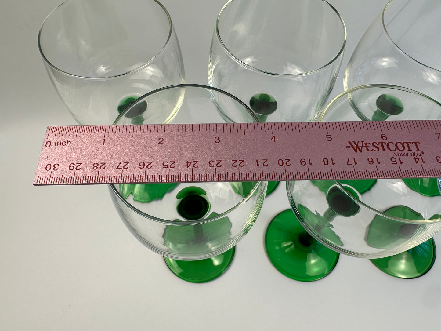 Green Stem Tall Wine Glasses Set of Seven