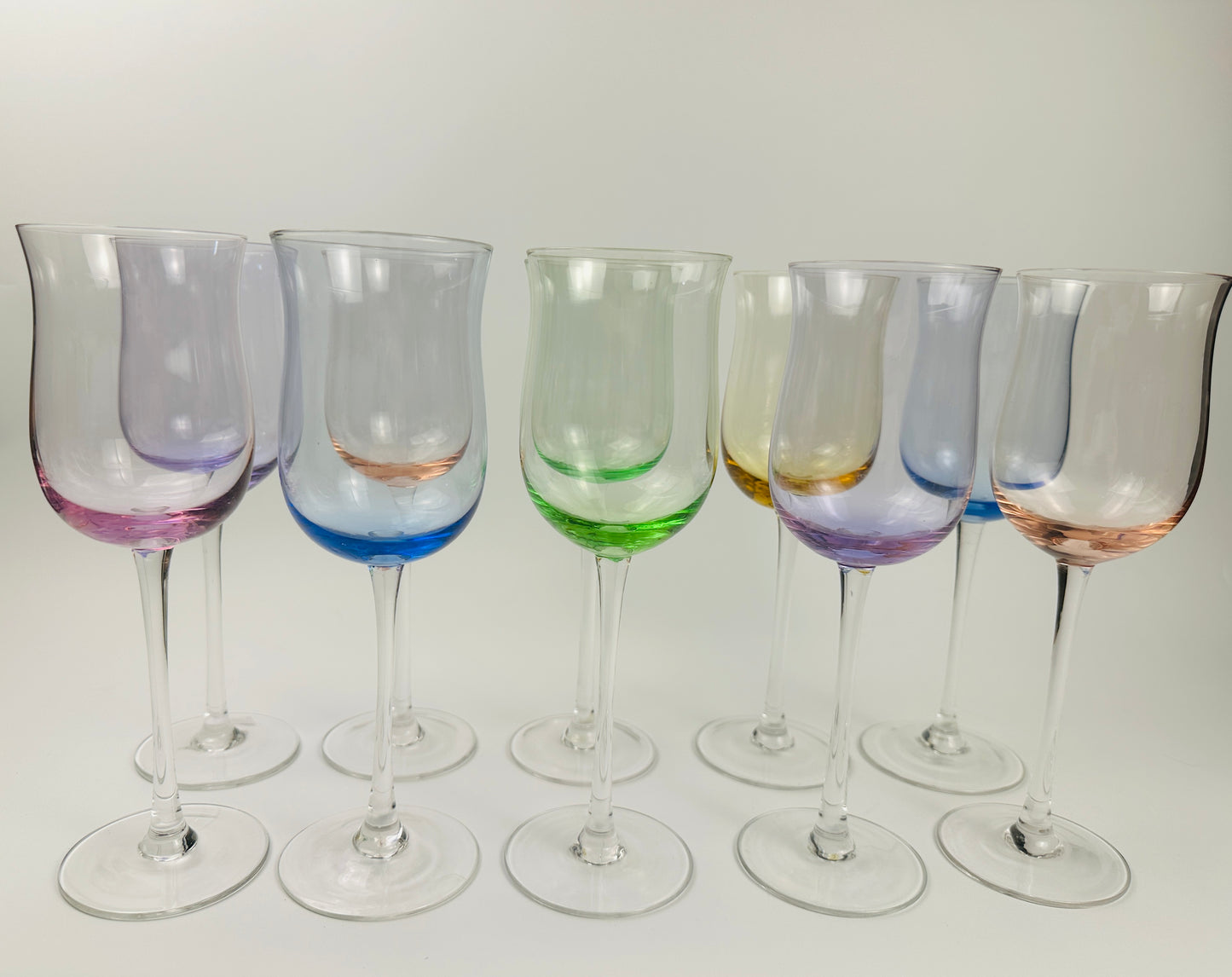 Multi Color Tall Wine Glasses Set of Ten