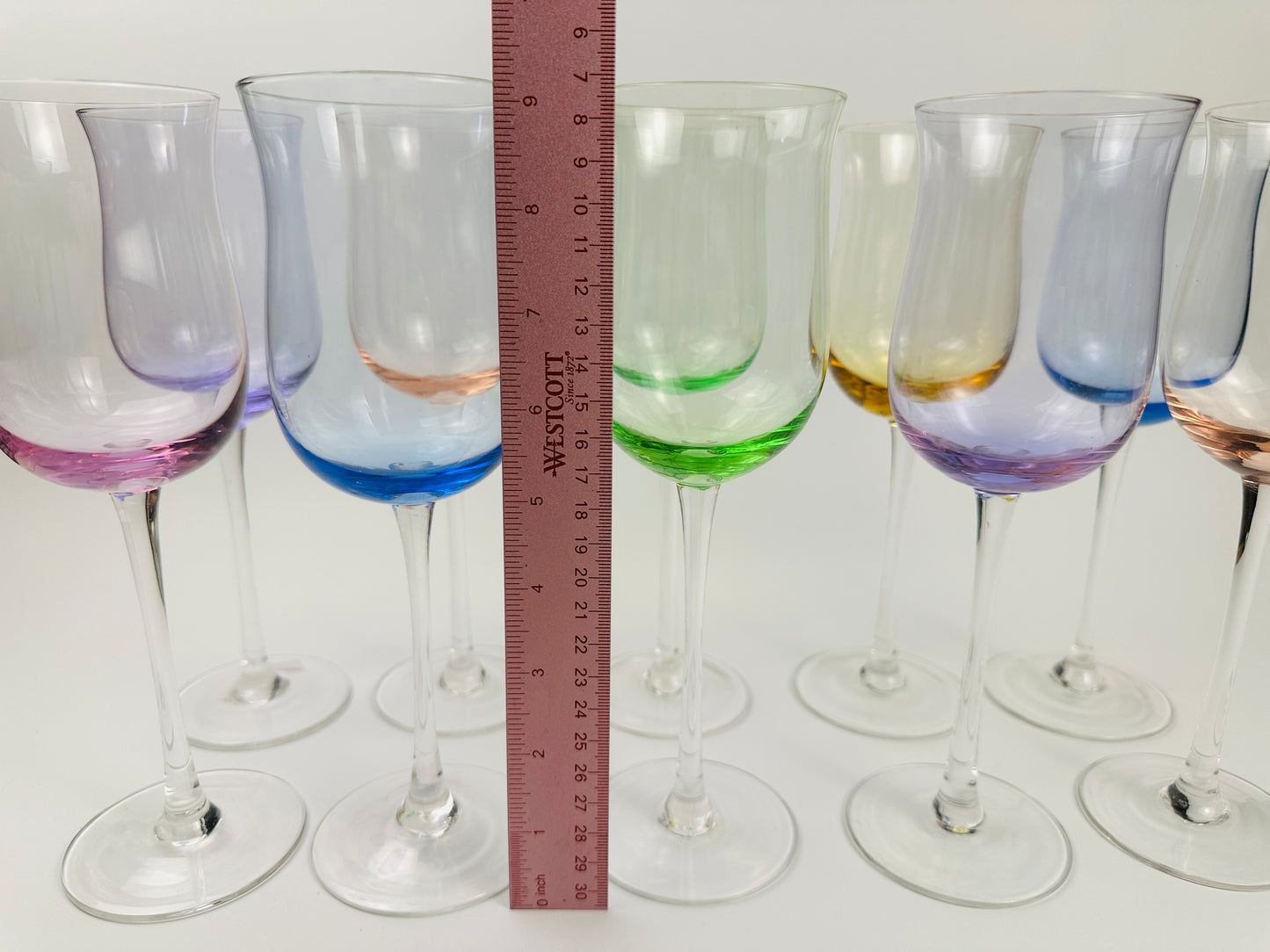 Multi Color Tall Wine Glasses Set of Ten