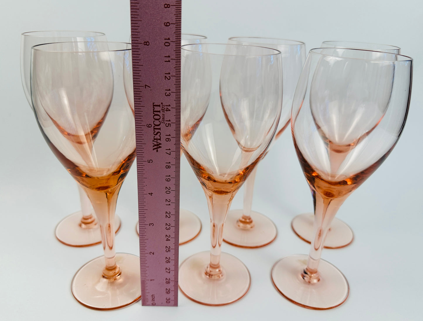 Pink Apricot Wine Glasses Set of Seven