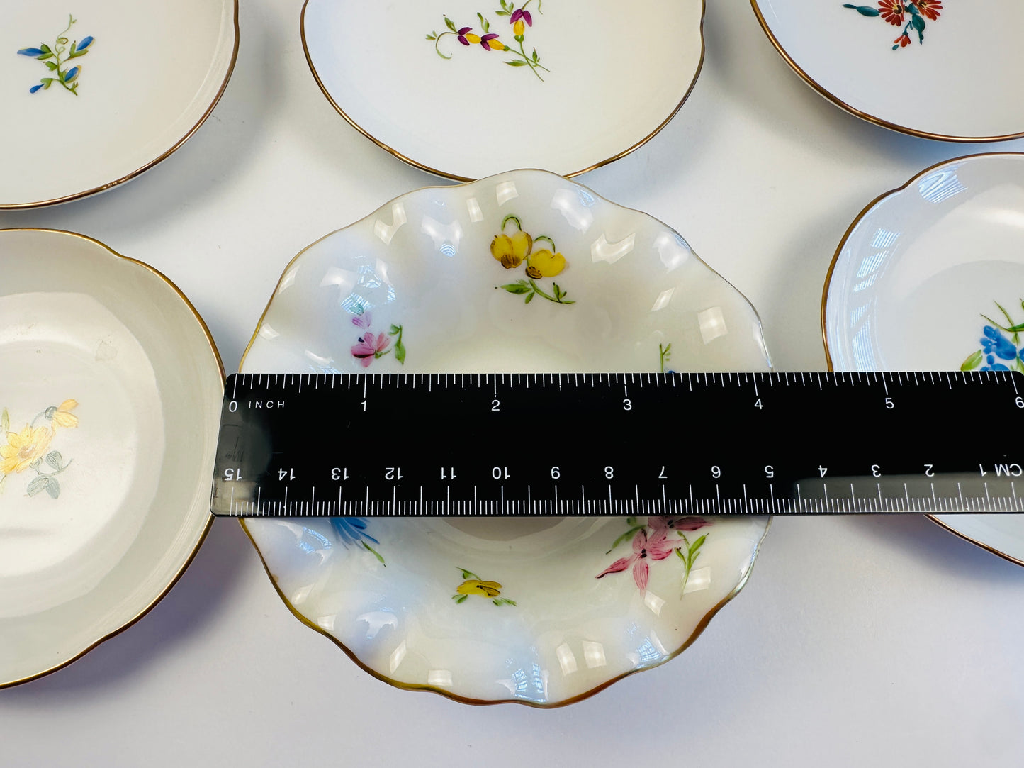 Floral Tidbit Appetizer Plates with Dip Bowls