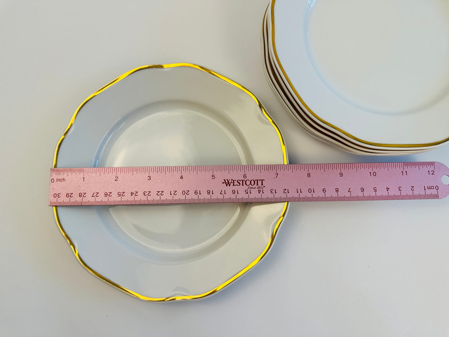 Scalloped Gold Rim Salad Plates Set of Six