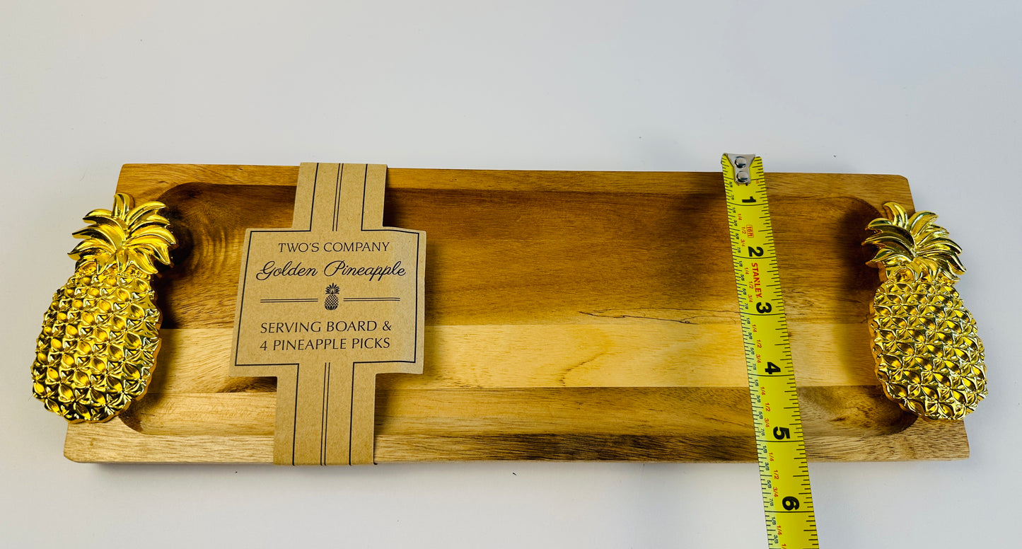 Two's Co Wood Pineapple Cheese Plate With Picks