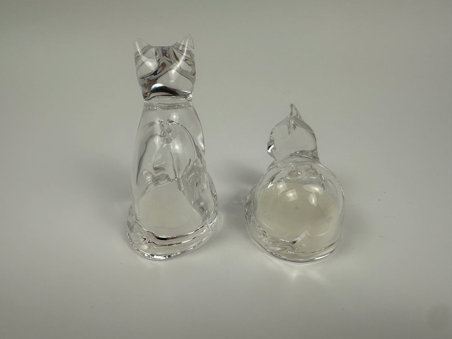 Clear Glass Cats Salt & Pepper Shakers