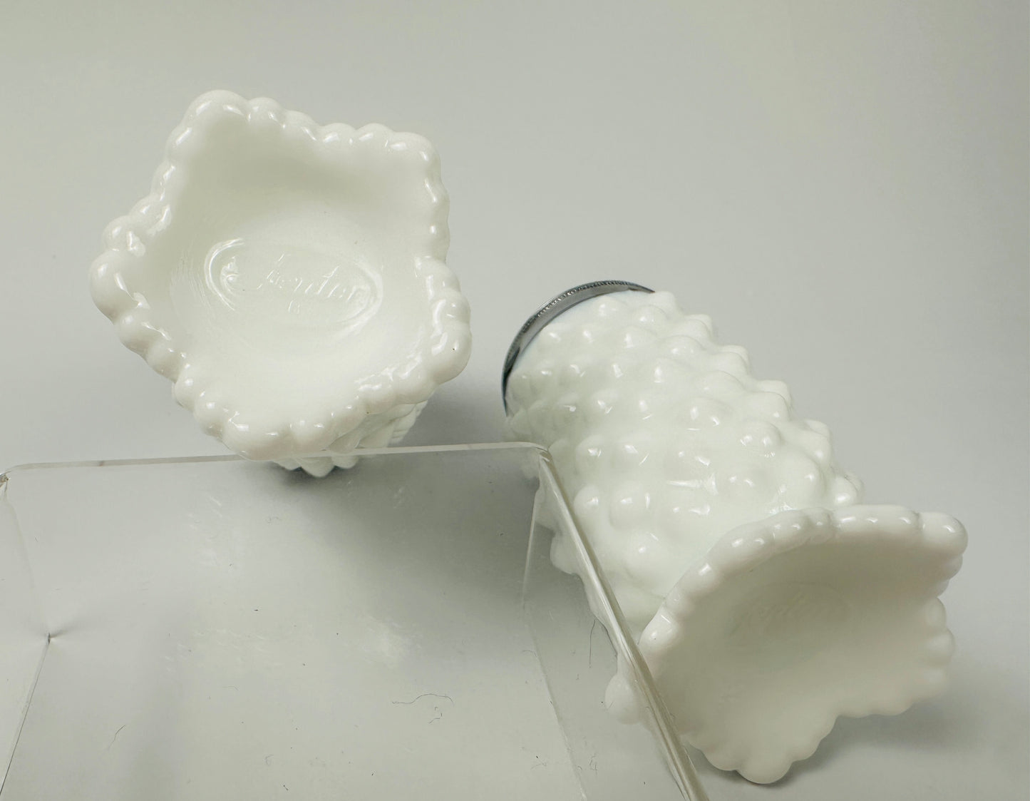 Fenton White Hobnail Salt & Pepper Shakers