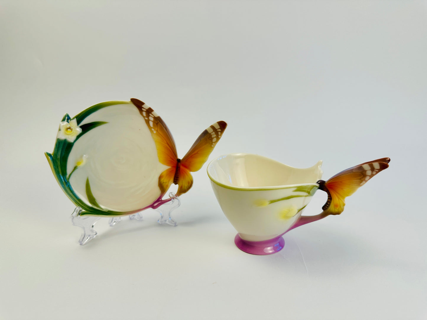Franz Sculpted Butterfly Cup & Saucer