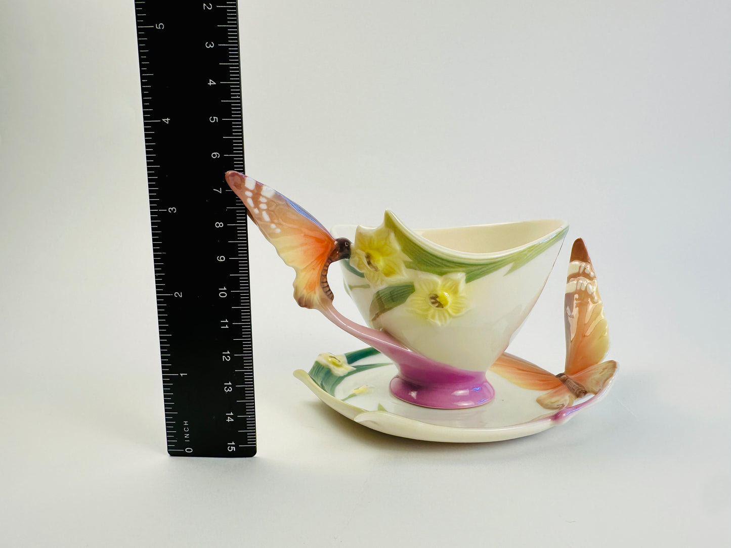 Franz Sculpted Butterfly Cup & Saucer