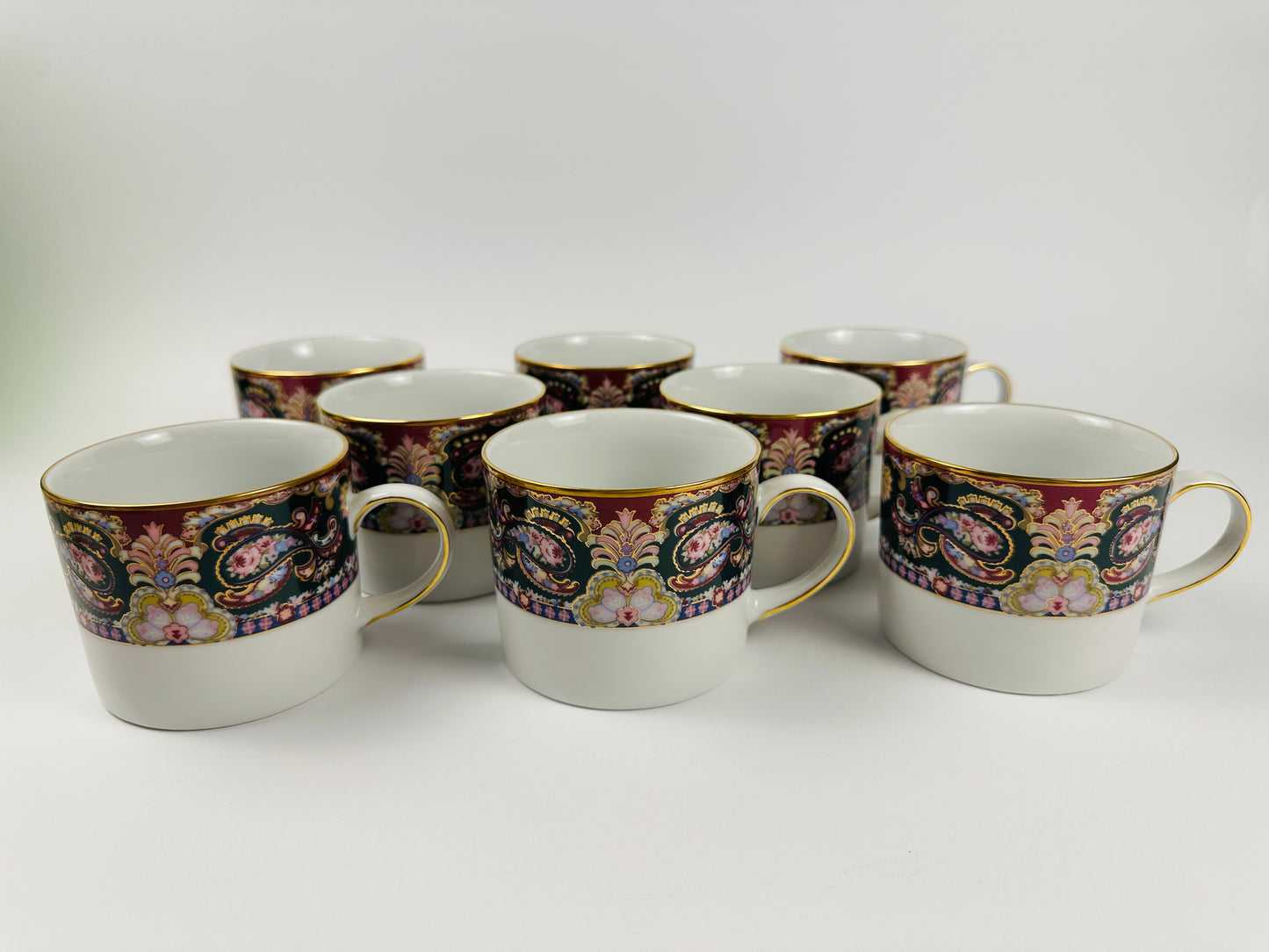 Muirfield Royal Paisley White Coffee Cups Set of Eight