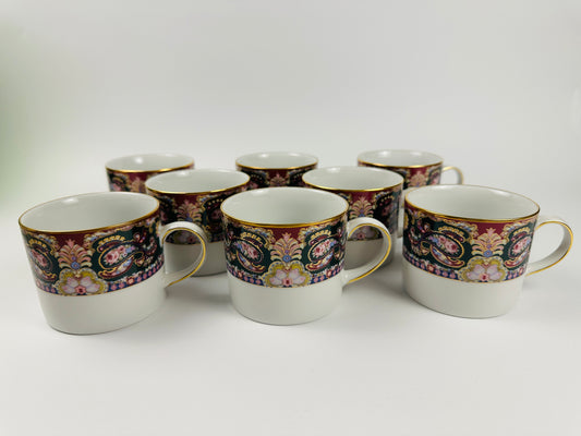 Muirfield Royal Paisley White Coffee Cups Set of Eight