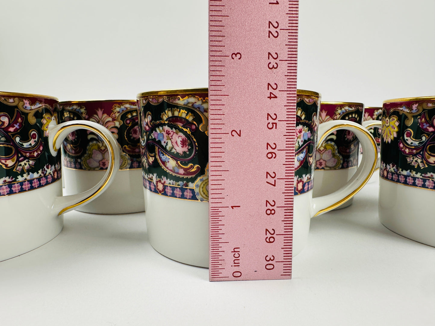 Muirfield Royal Paisley White Coffee Cups Set of Eight