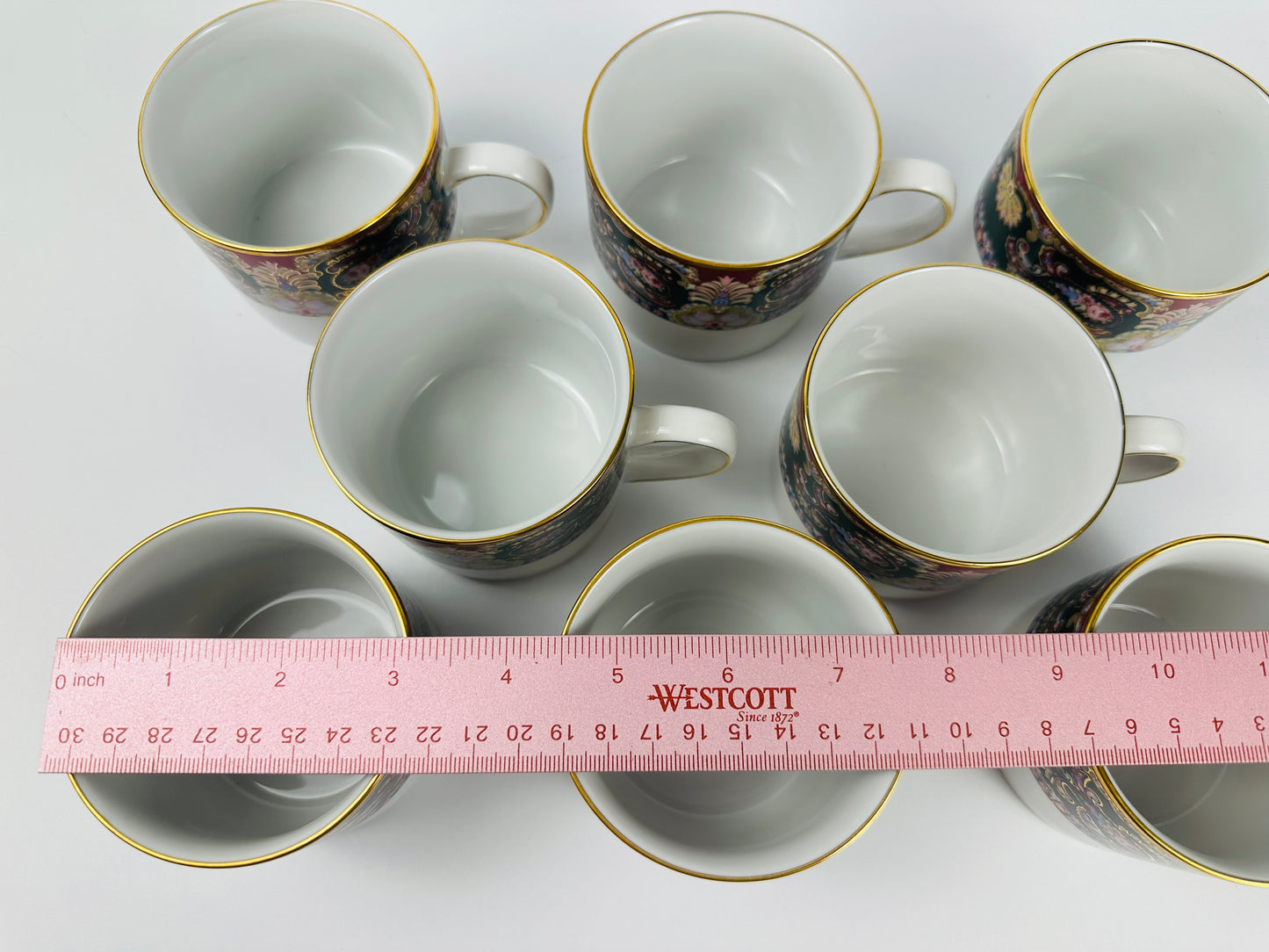 Muirfield Royal Paisley White Coffee Cups Set of Eight