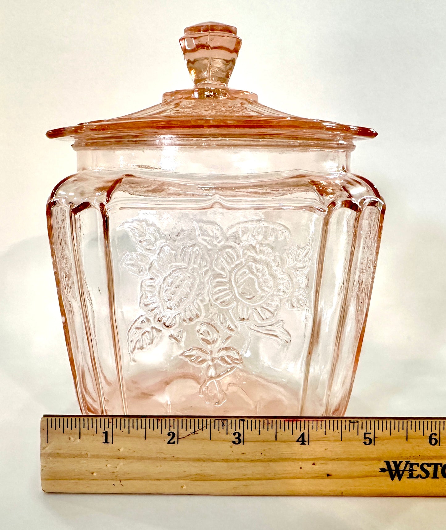 Anchor Hocking Mayfair Open Rose Cookie/Biscuit Lidded Jar