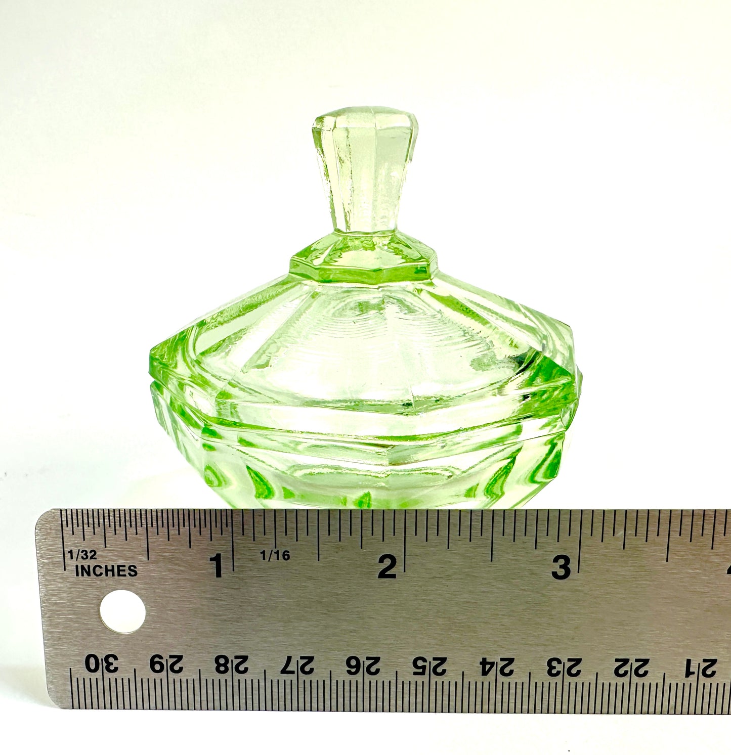 Ring / Trinket Vintage Vaseline Glass Box (Box Only)