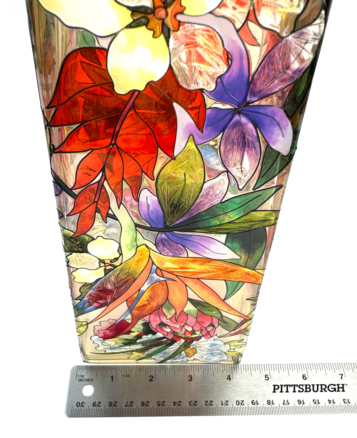 Hand Painted Exotic Flower Motif Vase