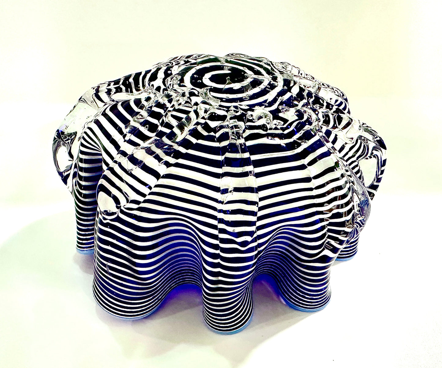 Striped Purple Clamshell Accent Art Bowl