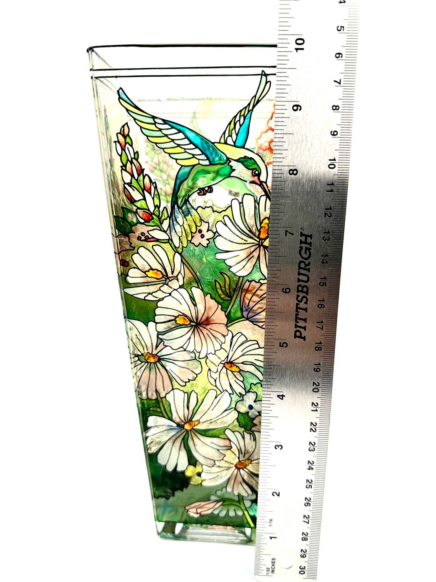 Hand Painted Hummingbird Floral Motif Vase