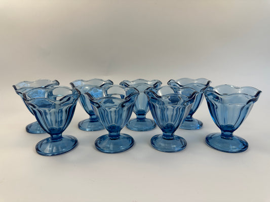 Blue Low Parfait Glasses Set of Eight