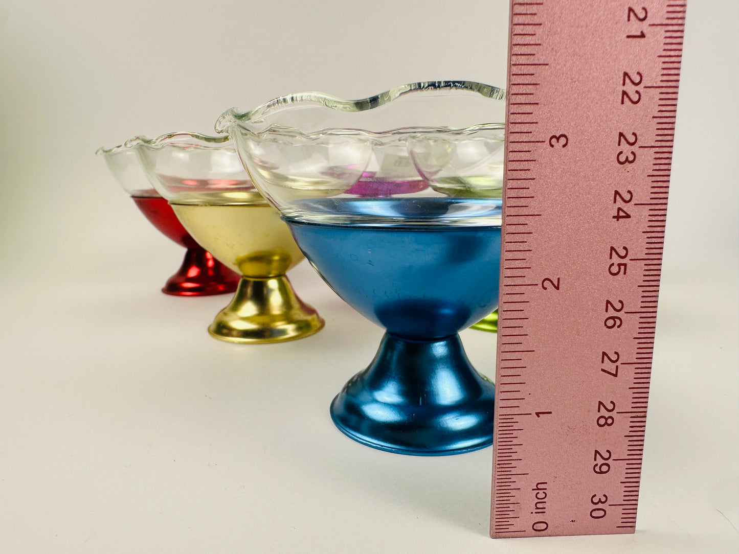 Metal Base & Glass Cup Dessert Cups Set of Six