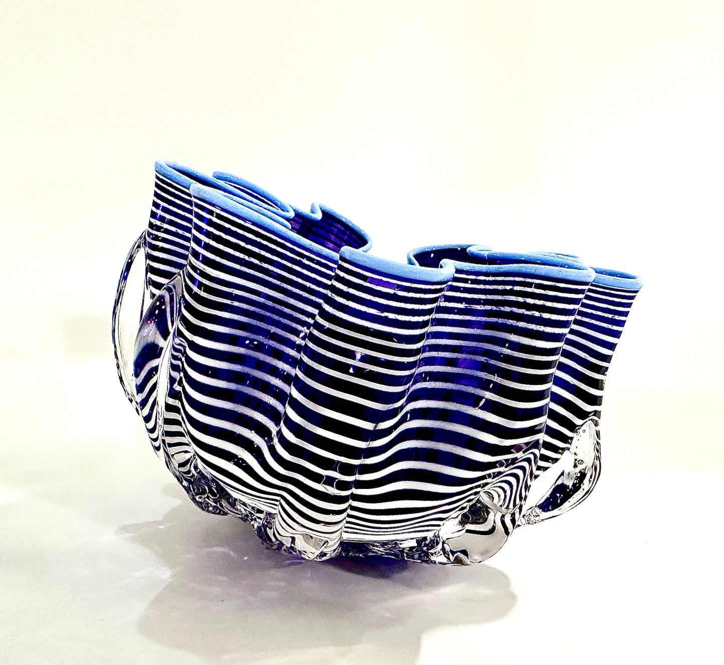 Striped Purple Clamshell Accent Art Bowl