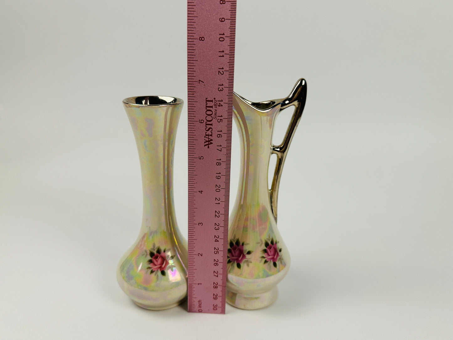 Queen Pottery Iridescent Bud Vases Duo