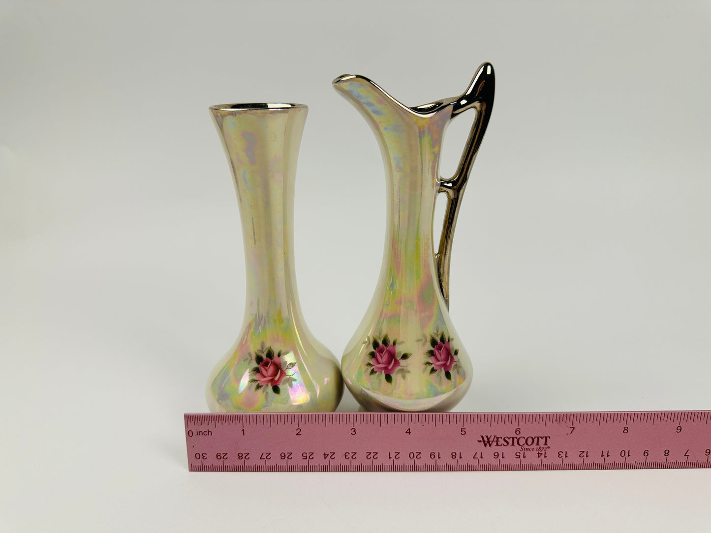 Queen Pottery Iridescent Bud Vases Duo