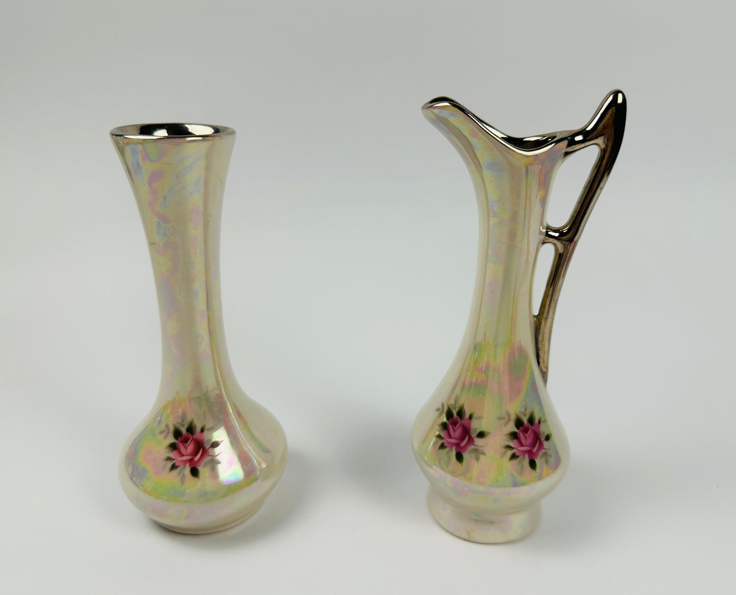 Queen Pottery Iridescent Bud Vases Duo