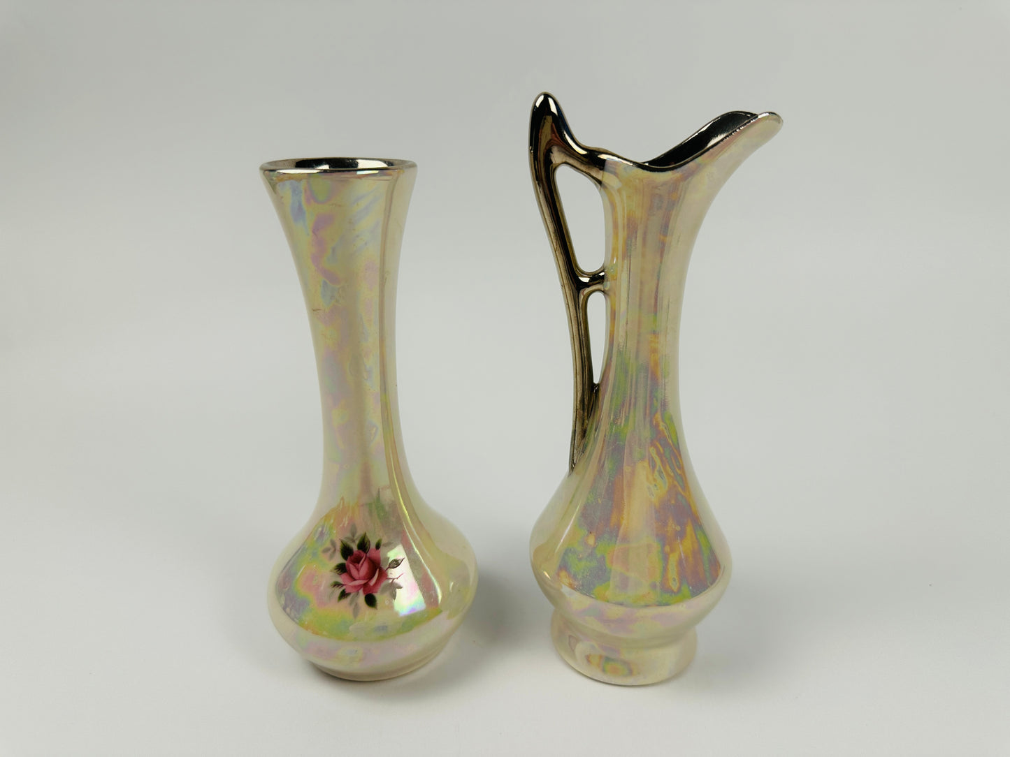 Queen Pottery Iridescent Bud Vases Duo