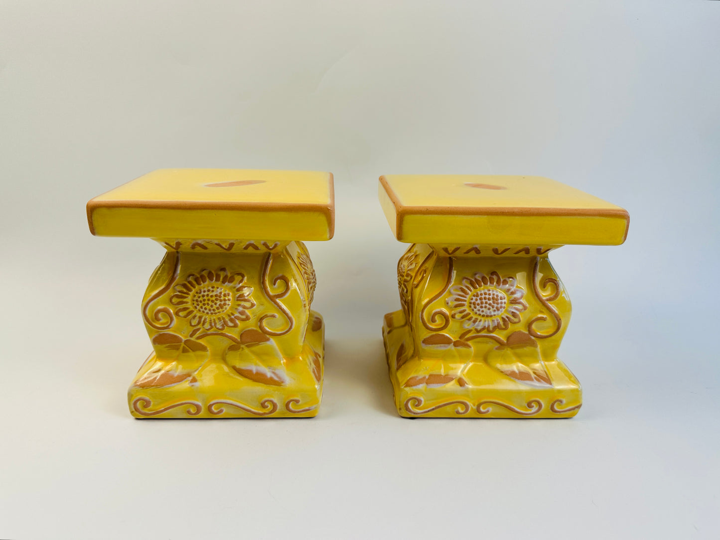 Yellow Candle Pedestal Pair