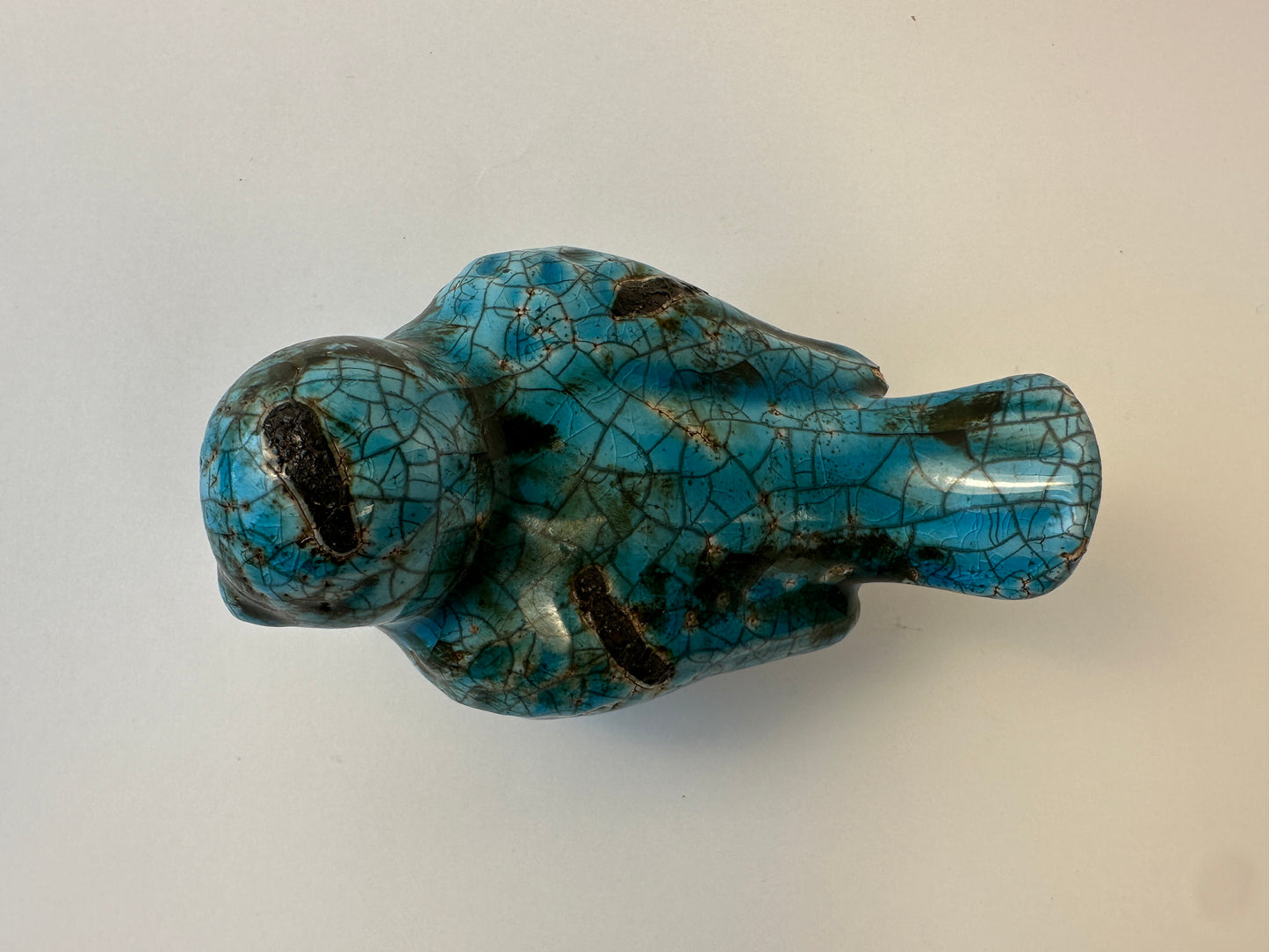 Blue Crackle Finish Bird Figurine