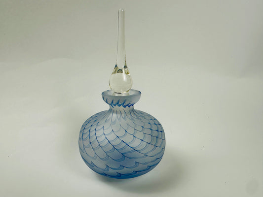 Blue Swirl Frosted Glass Perfume Bottle