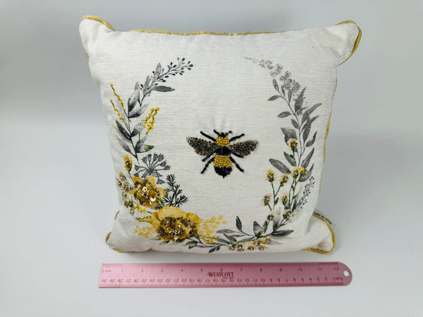 Embroidered Bee Pillow