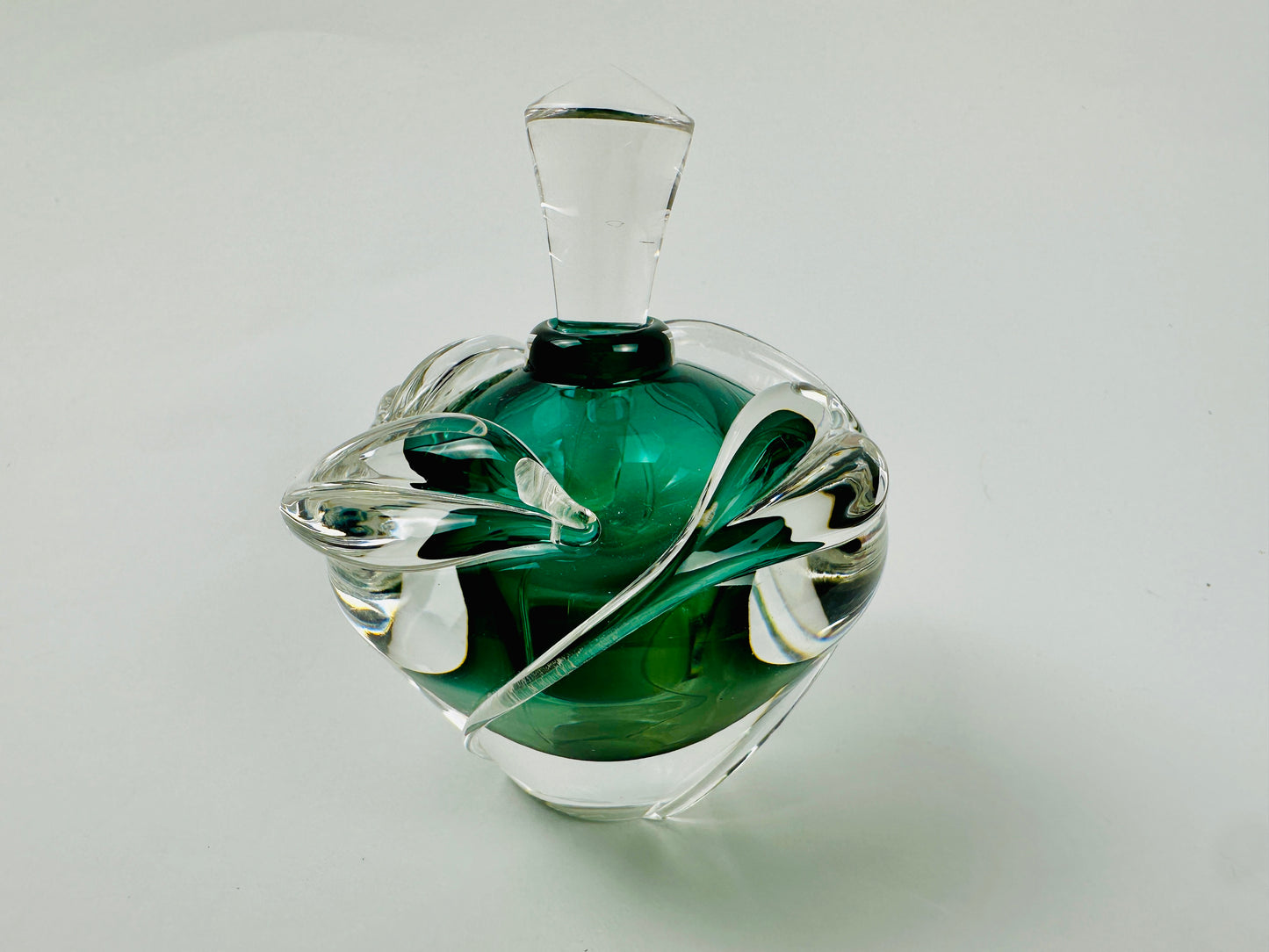 Encased Glass Green Perfume Bottle