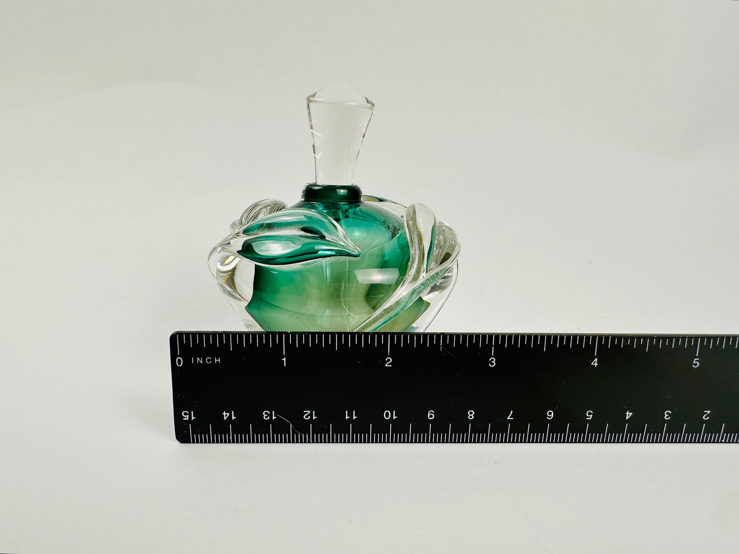 Encased Glass Green Perfume Bottle