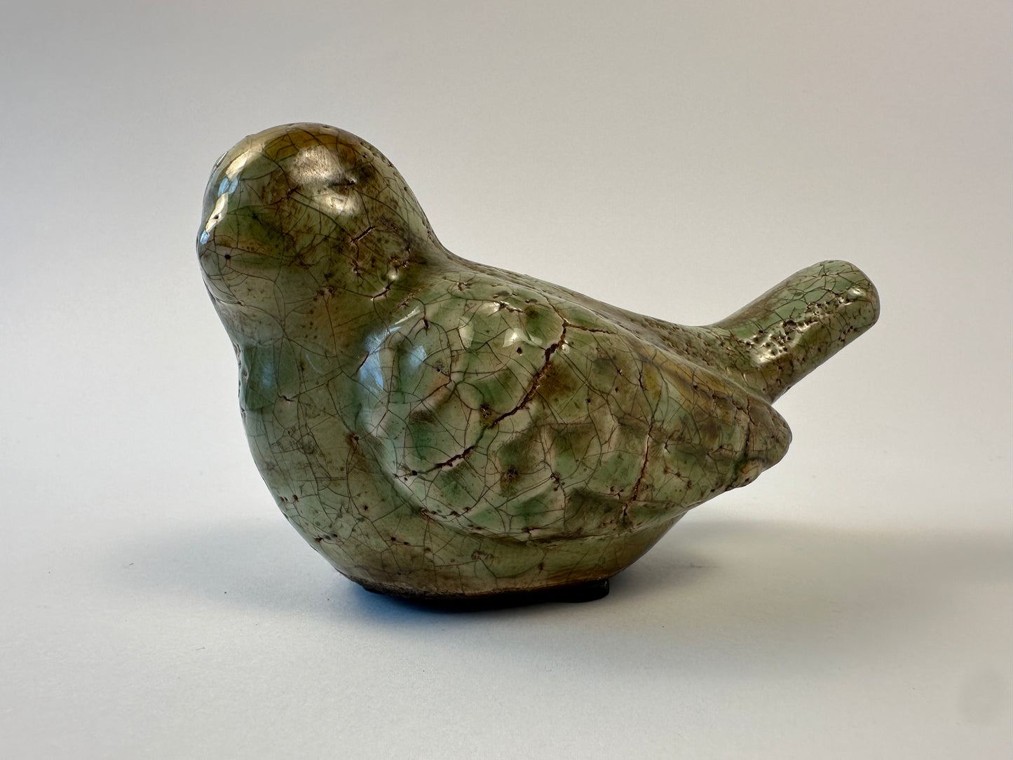 Green Crackle Bird Figurine