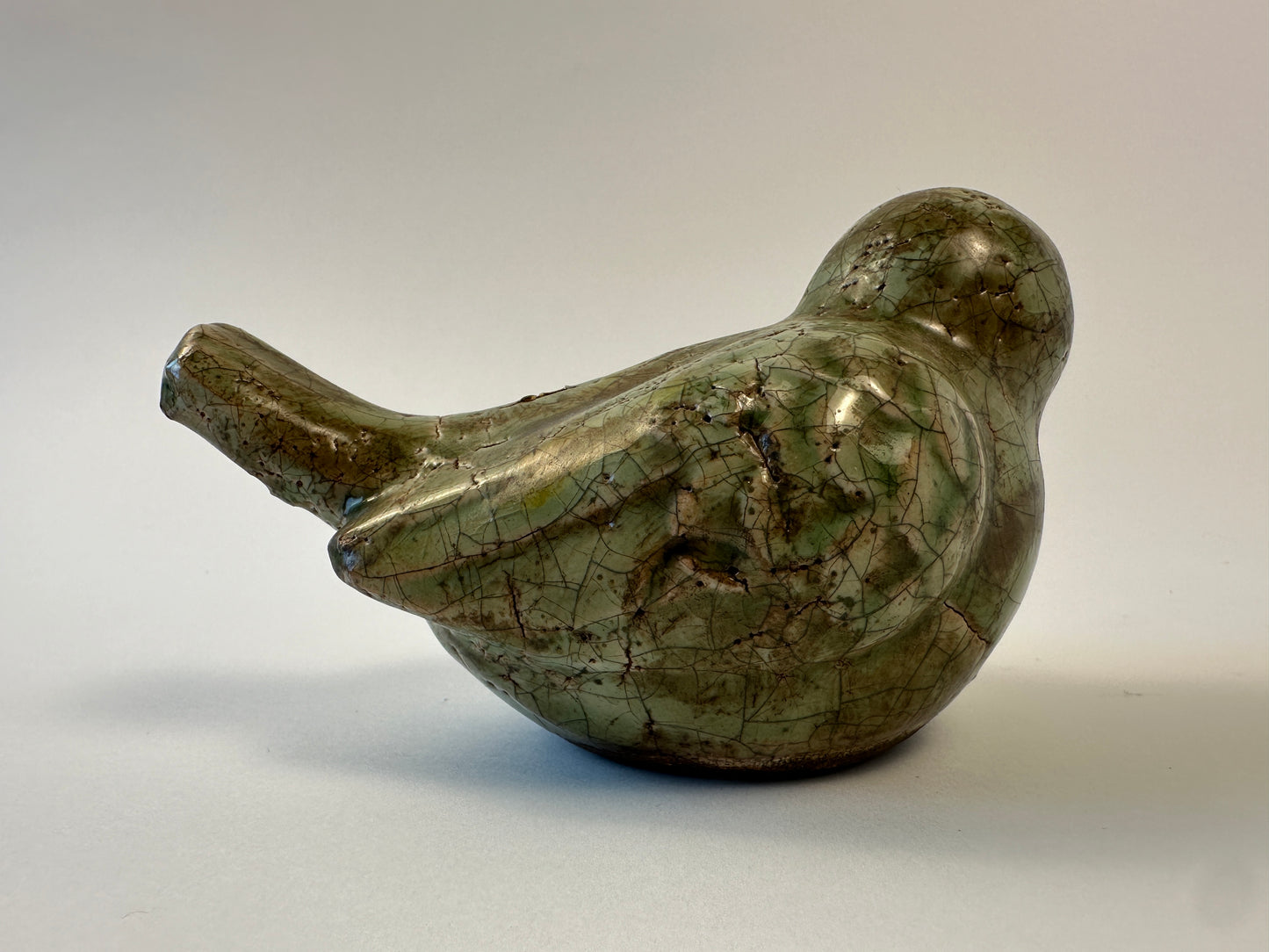 Green Crackle Bird Figurine