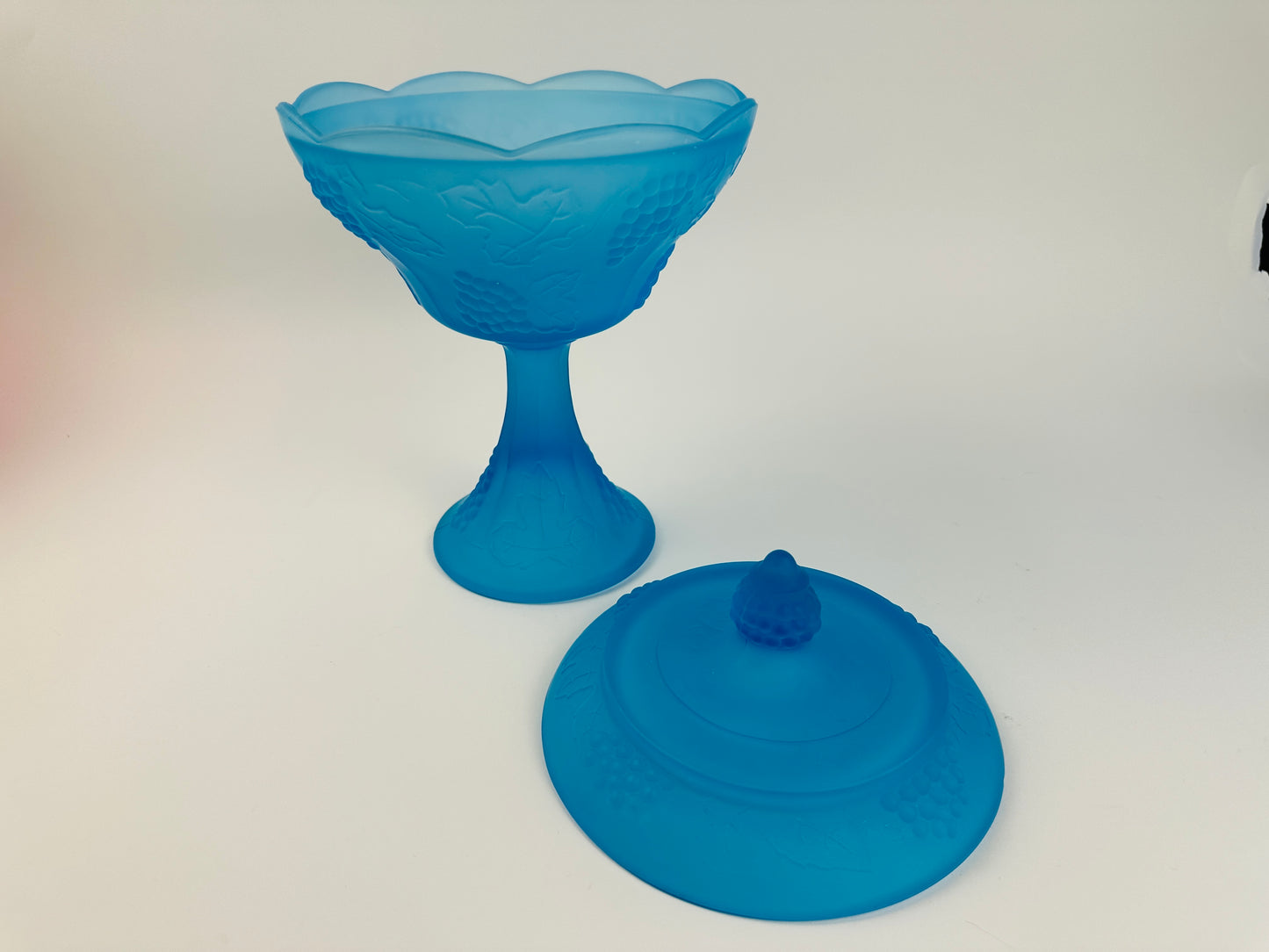 Indiana Glass Blue Pedestal Dish With Lid