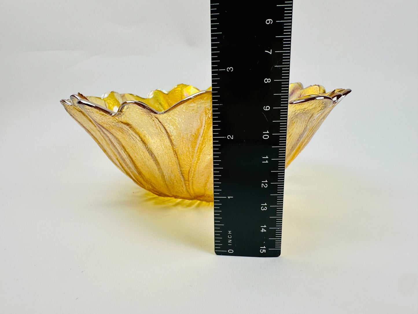 Yellow Sunflower Glass Iridescent Bowl